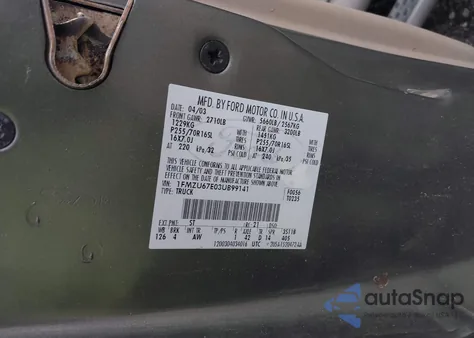 2003 Ford Explorer Sport Trac Xls/Xlt z USA, uszkodzony, nr VIN 1FMZU67E03UB99141